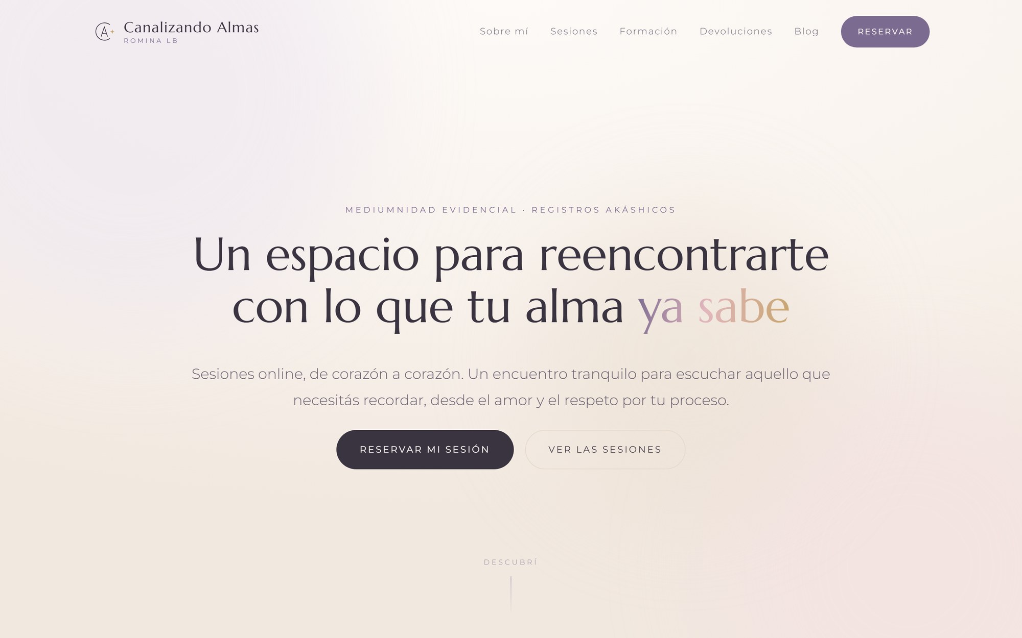 Portada de la web Canalizando Almas
