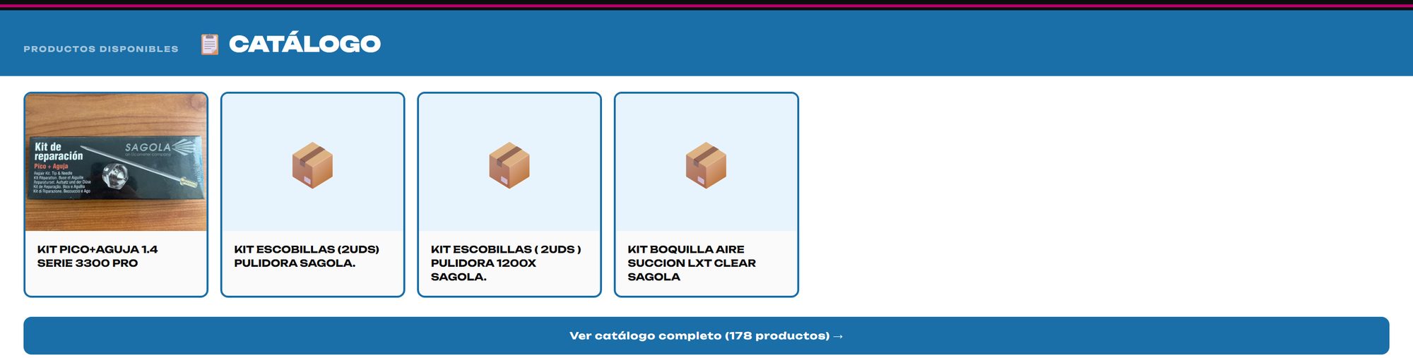 Catálogo de productos filtrable de Pinturas Autos Torres