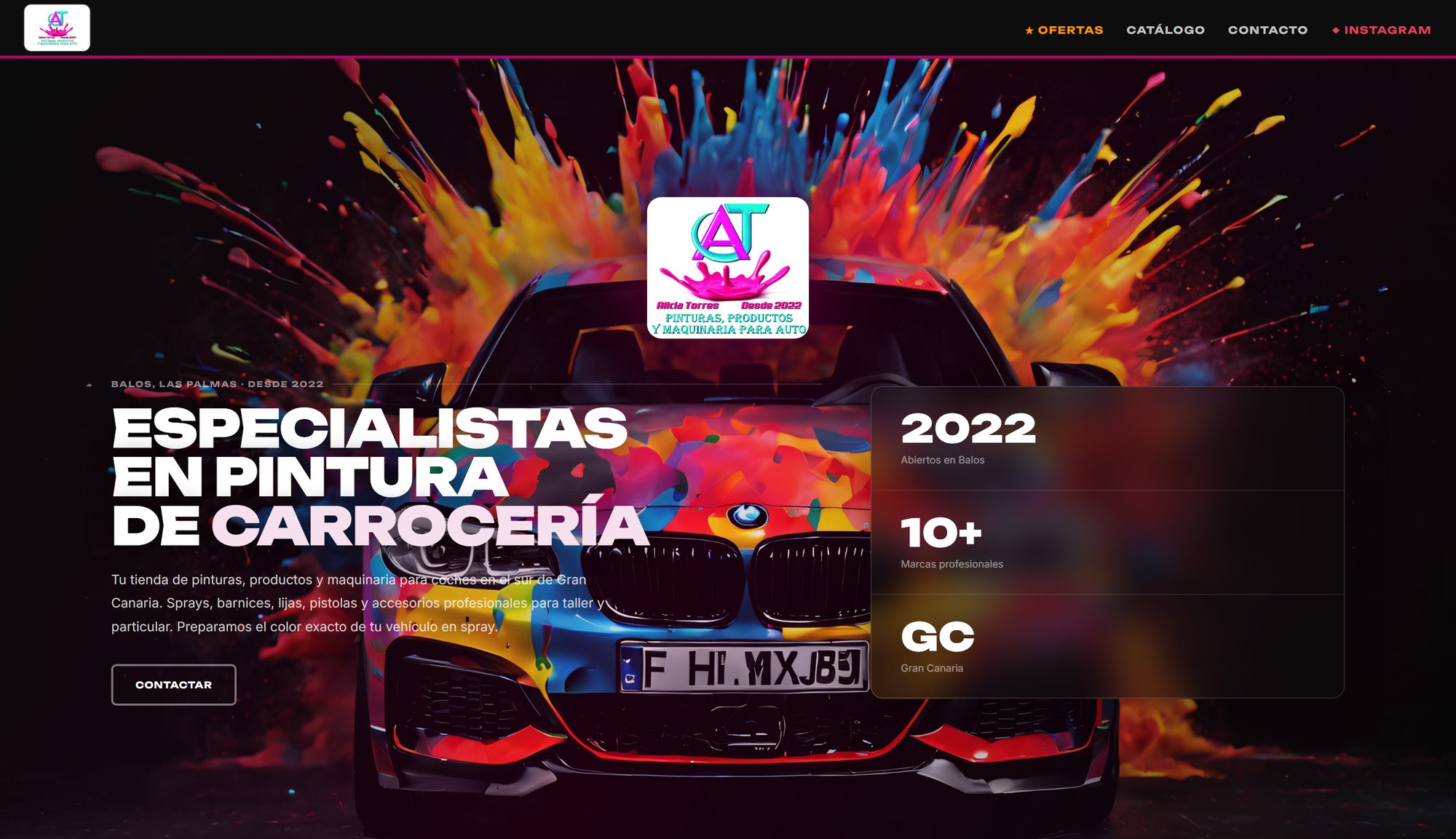 Portada de la web de Pinturas Autos Torres