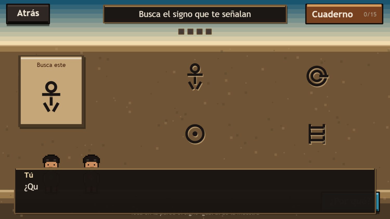 Minijuego de reconocer grabados de los antiguos canarios